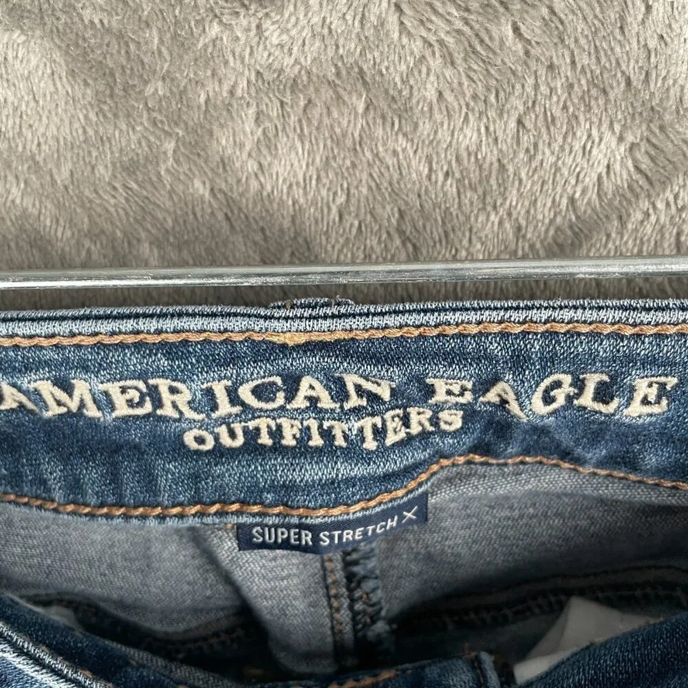 American Eagle Super Stretch X Skinny Jeans Womens 0 Short Distressed Ripped Y2K
